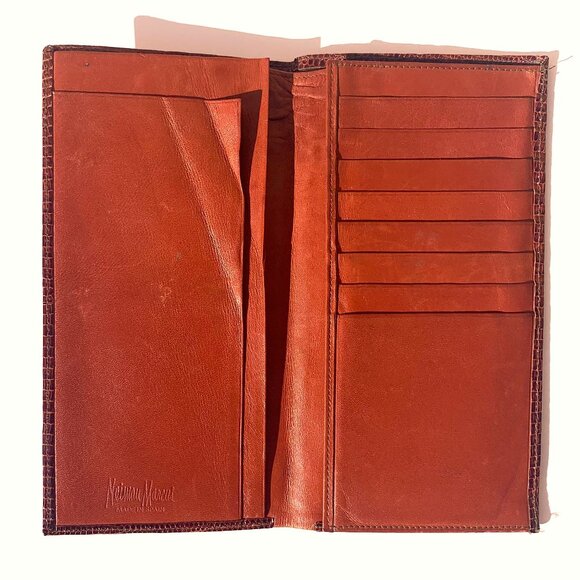 VTG Women’s Neiman Marcus Lizard Embossed Leather Wallet/Checkbook Cover Spain - Picture 4 of 9